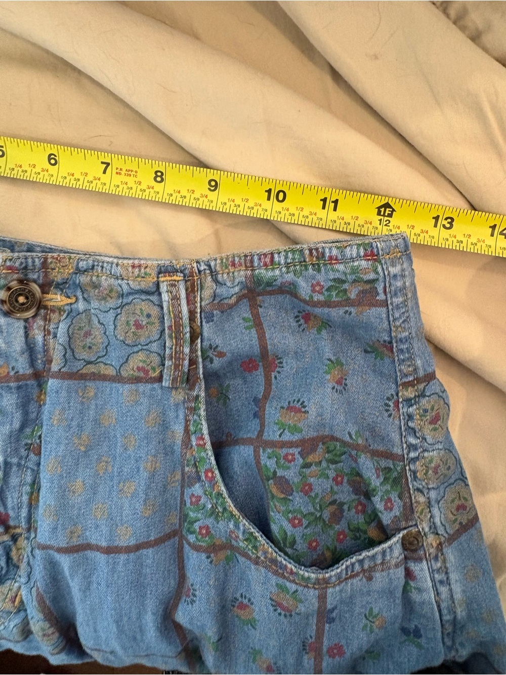 Vintage LizSport Boho Patchwork Denim Maxi Skirt - Light Blue Floral - Picture 6 of 7